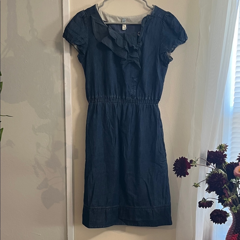 Maeve Dark Blue Ruffle Midi Dress